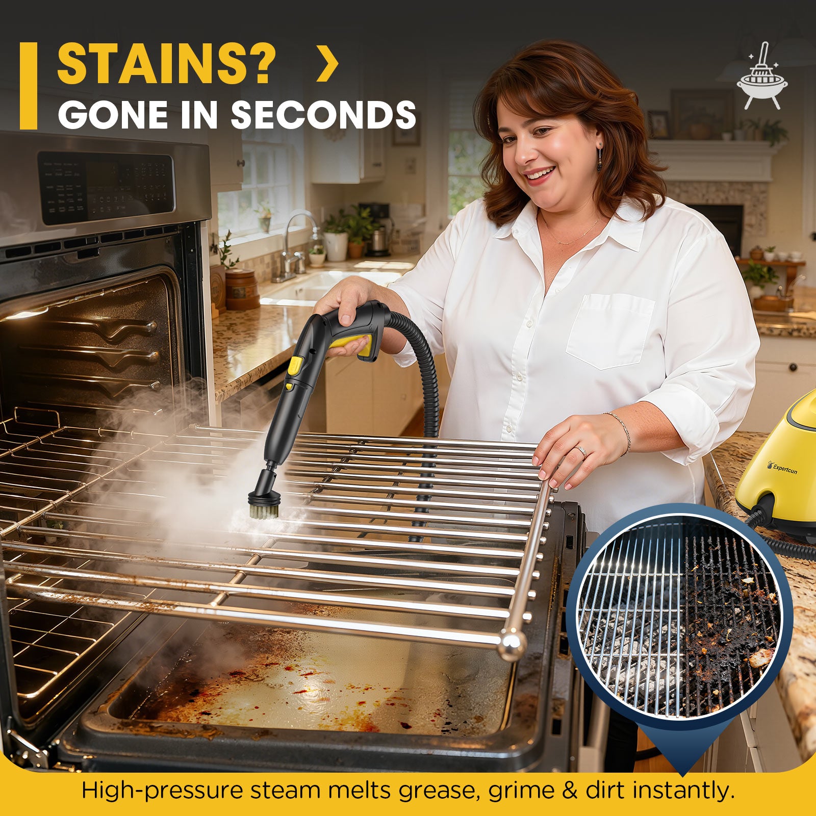 Expertcun Steam Cleaner, 3 in 1 Powerful High-Temperature Steamer Mop with 25 Accessories, Chemical-Free Steam Cleaners with 1.4L Portable Tank for Floors, Tiles, Cars, Child Lock & Easy Operation