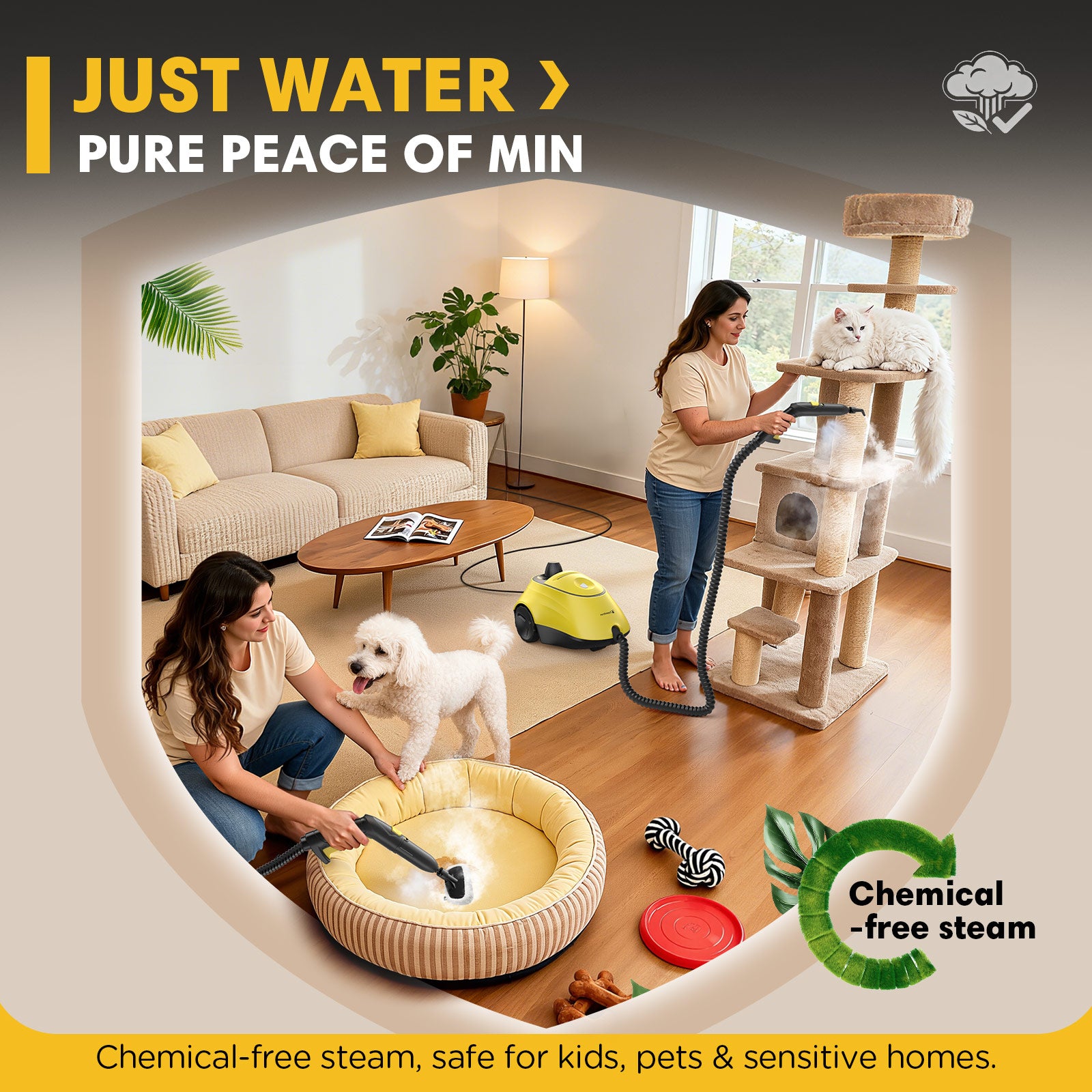Expertcun Steam Cleaner, 3 in 1 Powerful High-Temperature Steamer Mop with 25 Accessories, Chemical-Free Steam Cleaners with 1.4L Portable Tank for Floors, Tiles, Cars, Child Lock & Easy Operation